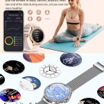 elegant women's smartwatch,hd touchscreen, bluetooth calls, health monitoring(silver thin steel strip)