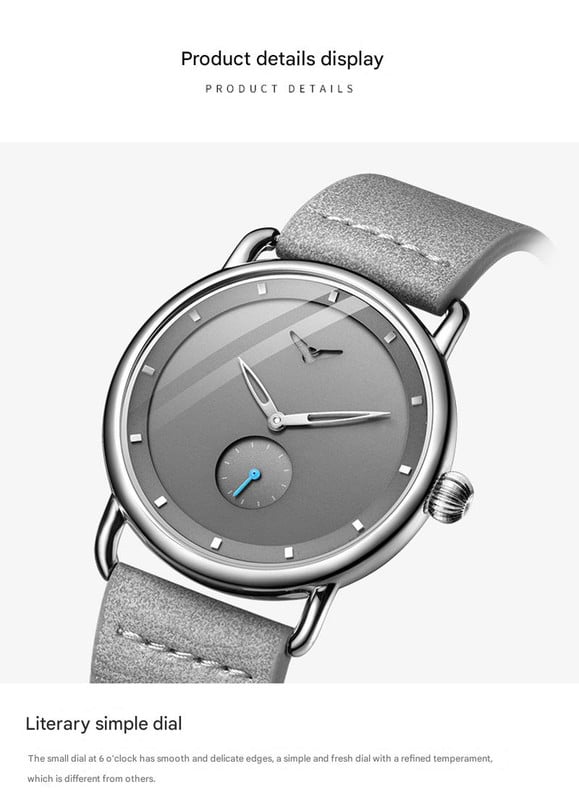 blue elegant men's watch with leather band small seconds, onion crown detail blue elegant men's watch with leather band small seconds, onion crown detail