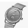 silver elegant men's watch with leather band small seconds, onion crown detail silver elegant men's watch with leather band small seconds, onion crown detail