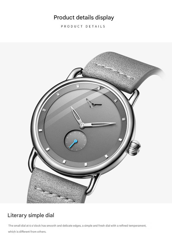 silver elegant men's watch with leather band small seconds, onion crown detail silver elegant men's watch with leather band small seconds, onion crown detail