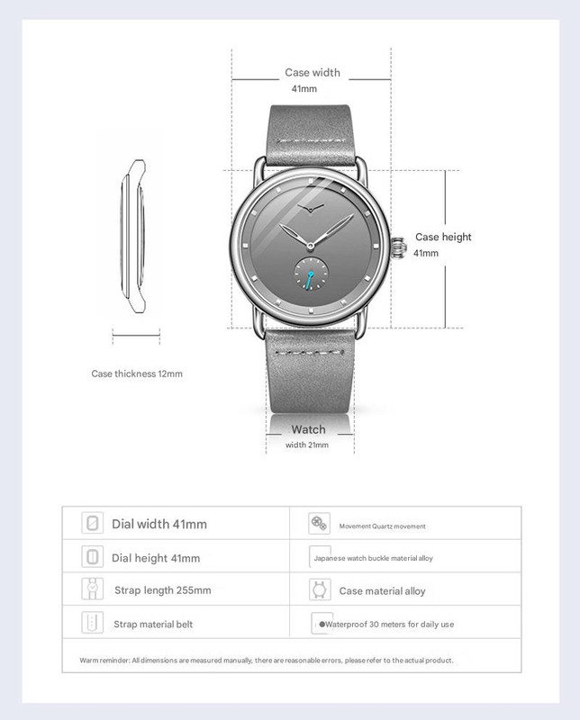 silver shell black face elegant men's watch with leather band small seconds, onion crown detail