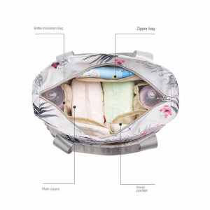 pink versatile nappy bag tote lightweight diaper bag with insulated pocket & crossbody strap