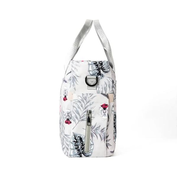 grey versatile nappy bag tote lightweight diaper bag with insulated pocket & crossbody strap