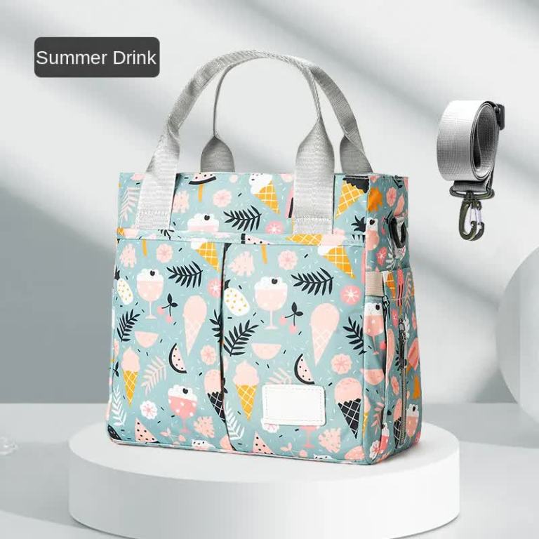 green versatile nappy bag tote lightweight diaper bag with insulated pocket & crossbody strap