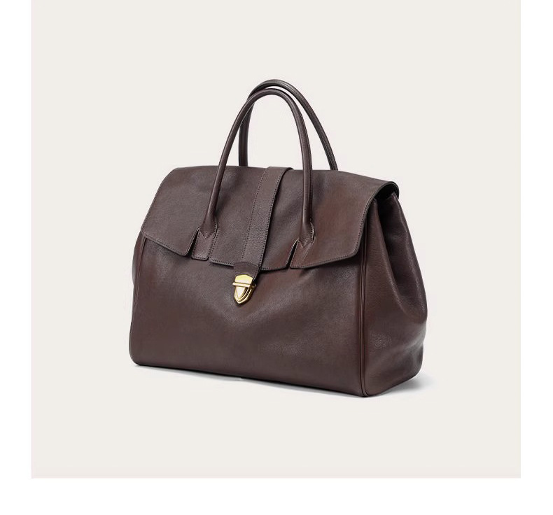 size xl coffee elegant women's leather briefcase tote vintage style large capacity commuter handbag premium cowhide leather