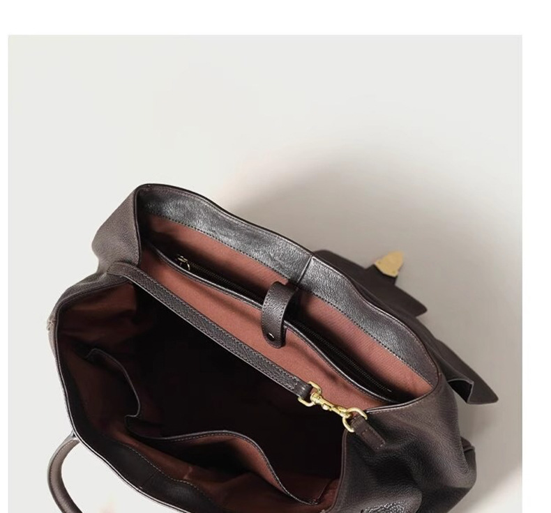 size xl coffee elegant women's leather briefcase tote vintage style large capacity commuter handbag premium cowhide leather