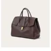 size l brown elegant women's leather briefcase tote vintage style large capacity commuter handbag premium cowhide leather