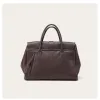size l brown elegant women's leather briefcase tote vintage style large capacity commuter handbag premium cowhide leather
