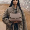 beige elegant womens genuine cowhide leather top handle satchel chic flap crossbody shoulder bag