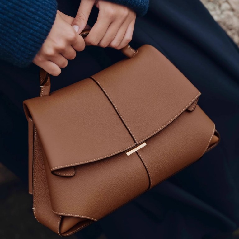 brown elegant womens genuine cowhide leather top handle satchel chic flap crossbody shoulder bag brown elegant womens genuine cowhide leather top handle satchel chic flap crossbody shoulder bag