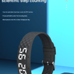 black smart vibrating alarm watch digital fitness tracker wristband with pedometer & sleep monitor