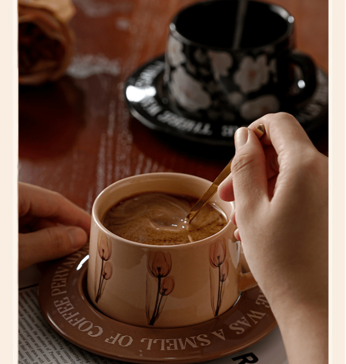 black camellia elegant ceramic coffee cup & saucer set couples gift box, premium wedding & bridesmaid favor, high end exquisite design black camellia elegant ceramic coffee cup & saucer set couples gift box, premium wedding & bridesmaid favor, high end exquisite design