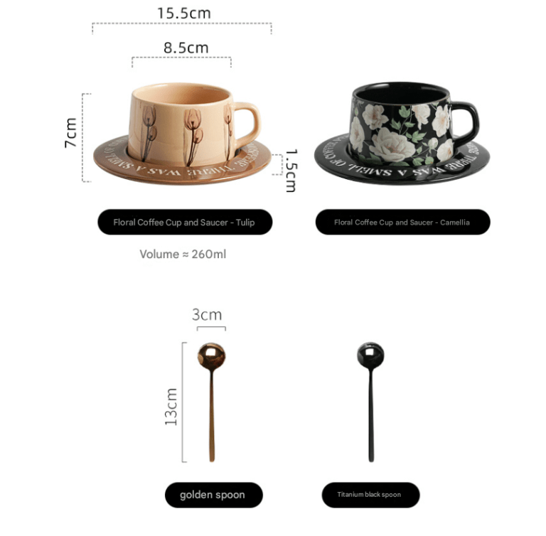 brown tulip elegant ceramic coffee cup & saucer set couples gift box, premium wedding & bridesmaid favor, high end exquisite design