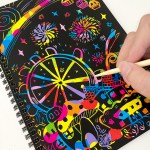 3 pack diy rainbow scratch art books set neon black scratch paper for kids, multi size (s, m, l) creative drawing & fun 3 pack diy rainbow scratch art books set neon black scratch paper for kids, multi size (s, m, l) creative drawing & fun