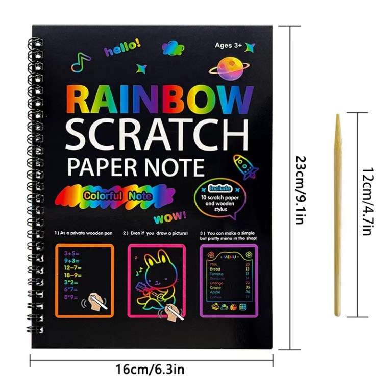 3 pack diy rainbow scratch art books set neon black scratch paper for kids, multi size (s, m, l) creative drawing & fun 3 pack diy rainbow scratch art books set neon black scratch paper for kids, multi size (s, m, l) creative drawing & fun