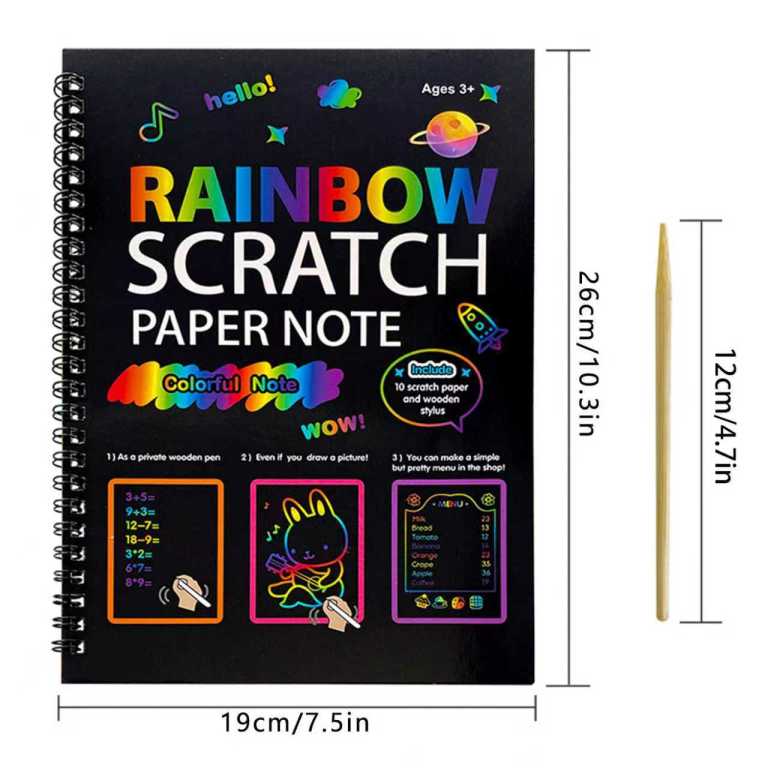 3 pack diy rainbow scratch art books set neon black scratch paper for kids, multi size (s, m, l) creative drawing & fun 3 pack diy rainbow scratch art books set neon black scratch paper for kids, multi size (s, m, l) creative drawing & fun