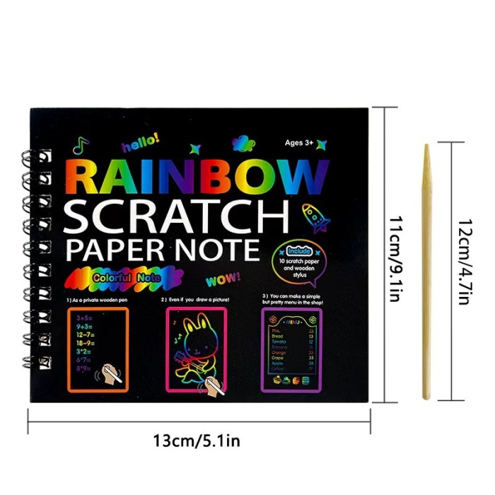 3 pack diy rainbow scratch art books set neon black scratch paper for kids, multi size (s, m, l) creative drawing & fun 3 pack diy rainbow scratch art books set neon black scratch paper for kids, multi size (s, m, l) creative drawing & fun