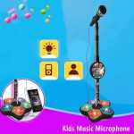 black kids star karaoke microphone stand adjustable height music toy with flashing lights and mp3 connectivity for boys and girls
