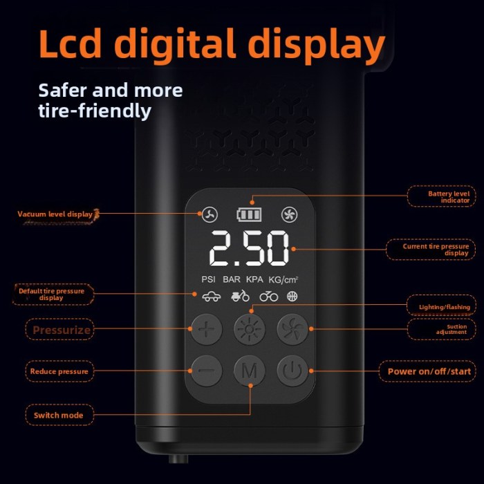black 4 in 1 car vacuum cleaner and tyre inflator portable cordless air pump with led light and digital pressure gauge black 4 in 1 car vacuum cleaner and tyre inflator portable cordless air pump with led light and digital pressure gauge