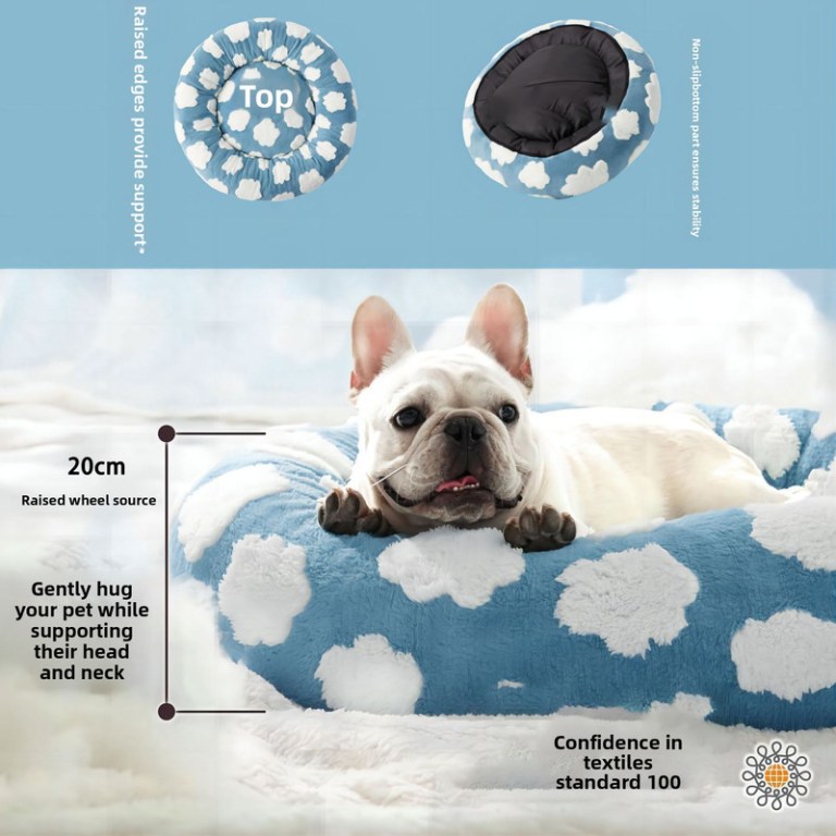 50cm round pet bed green daisy design soft plush donut cuddler for small dogs & cats calming anxiety relief & all season comfort 50cm round pet bed green daisy design soft plush donut cuddler for small dogs & cats calming anxiety relief & all season comfort