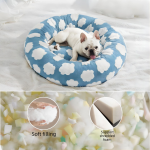 50cm round pet bed brown & white checkerboard soft plush donut cuddler for small dogs & cats calming anxiety relief & all season comfort