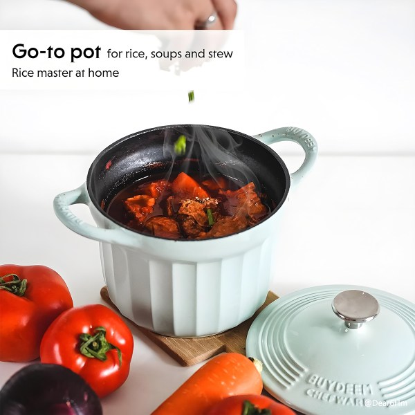 buydeem 1.8l enameled cast iron dutch oven cp541
