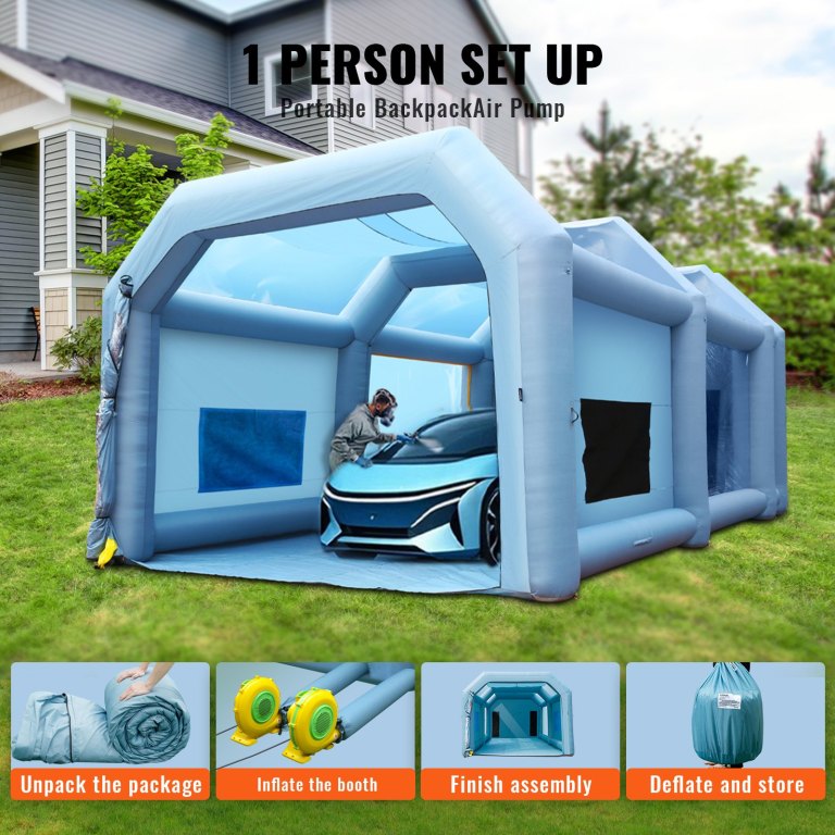 vevor inflatable paint booth, 10x6x4m inflatable spray booth, high powerful 950w+1100w blowers spray booth tent, car paint tent air filter system for car parking tent workstation motorcycle garage vevor inflatable paint booth, 10x6x4m inflatable spray booth, high powerful 950w+1100w blowers spray booth tent, car paint tent air filter system for car parking tent workstation motorcycle garage