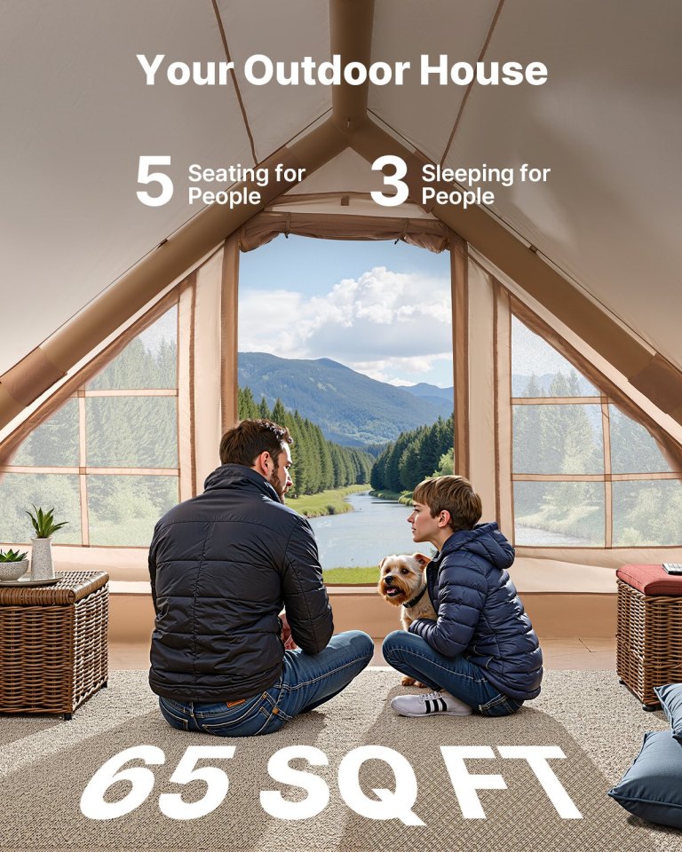 vevor inflatable tents for camping, 3 5 person easy setup blow up tent with hand pump, 300d oxford 4 season glamping tent with canopy, stove jack, 2 doors & 2 mesh windows (storage bag included) vevor inflatable tents for camping, 3 5 person easy setup blow up tent with hand pump, 300d oxford 4 season glamping tent with canopy, stove jack, 2 doors & 2 mesh windows (storage bag included)