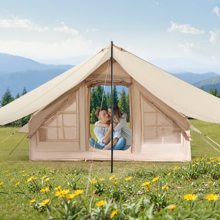 vevor inflatable tents for camping, 3 5 person easy setup blow up tent with hand pump, 300d oxford 4 season glamping tent with canopy, stove jack, 2 doors & 2 mesh windows (storage bag included) vevor inflatable tents for camping, 3 5 person easy setup blow up tent with hand pump, 300d oxford 4 season glamping tent with canopy, stove jack, 2 doors & 2 mesh windows (storage bag included)