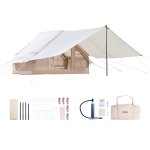 vevor inflatable tents for camping, 3 5 person easy setup blow up tent with hand pump, 300d oxford 4 season glamping tent with canopy, stove jack, 2 doors & 2 mesh windows (storage bag included) vevor inflatable tents for camping, 3 5 person easy setup blow up tent with hand pump, 300d oxford 4 season glamping tent with canopy, stove jack, 2 doors & 2 mesh windows (storage bag included)