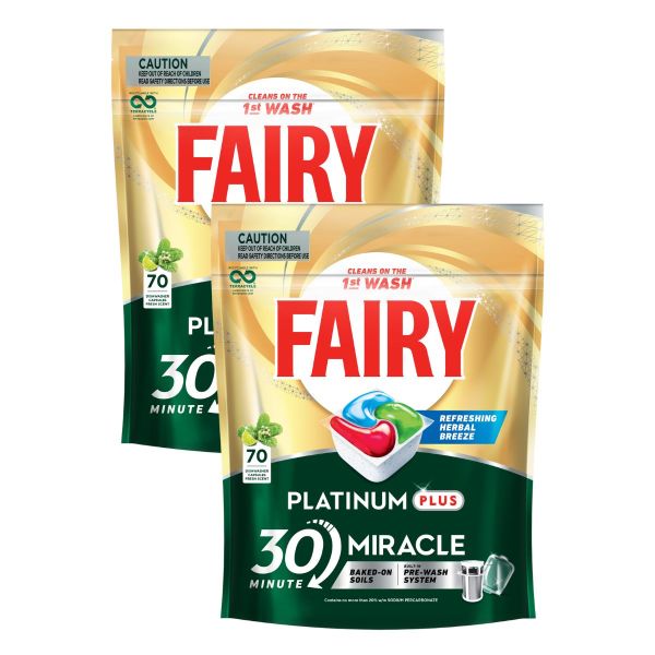 fairy platinum plus x 140 herbal breeze dishwasher tablets