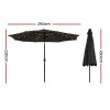 instahut outdoor umbrella 2.9m market umbrella with string light tilt black
