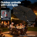 instahut outdoor umbrella 2.9m market umbrella with string light tilt charcoal shade instahut outdoor umbrella 2.9m market umbrella with string light tilt charcoal shade