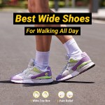 FitVille Women's Walking Shoes Wide Width Sneakers for Flat Foot Plantar Fasciitis Heel Pain Relief Lightweight Anti-slip Shoes 5