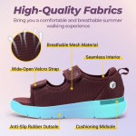 FitVille Women's Wide Sandals House Slippers for Diabetics with Arch Support Adjustable Straps Lightweight Comfortable Flat Shoe 5
