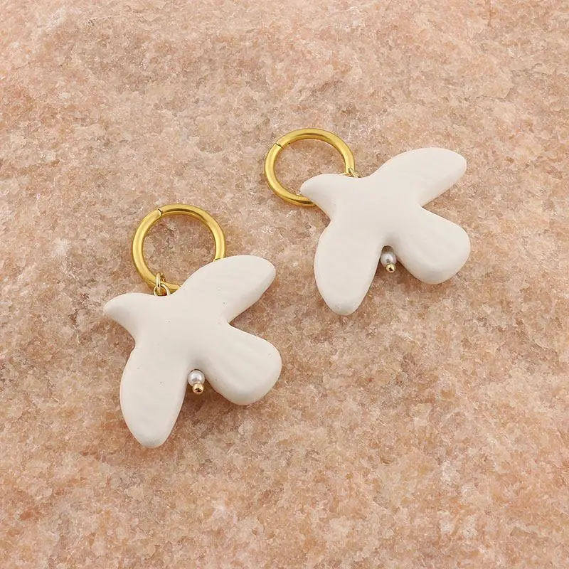 Fashion White Peace Dove Pendant Necklace Earrings for Women Vintage Metal Geometric Round Ear Hoop Jewelry Gift 3