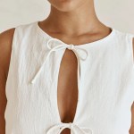 bornlads 2026 summer new sleeveless top mini skirt set women's round neck open front tie top a line skirt two piece outfit Bornlads 2026 Summer New Sleeveless Top Mini Skirt Set Women's Round Neck Open Front Tie Top A Line Skirt Two Piece Outfit 5