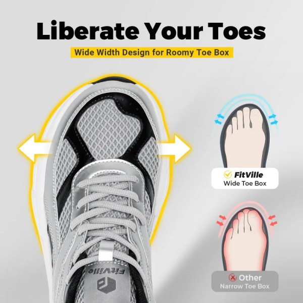 FitVille Walking Shoes For Men Wide Width Retro Sneakers Non Slip Cross Trainers With Arch Support For Flat Feet Sport Shoe 2