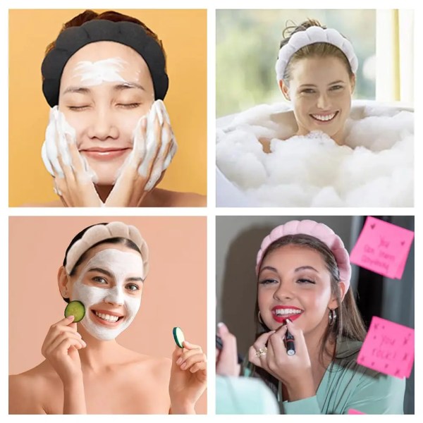 Gold Velvet High Head Hair Accessories For Women'S Face Washing, Bathing, Cloud Sponge Hair Bands, Makeup Remover, Hair Tie Head 3