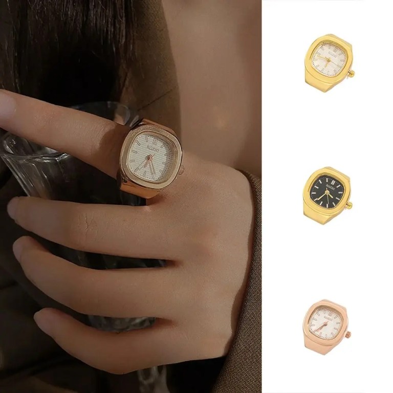 Creative Adjustable Finger Ring Watch Mini Simple Couple Ring Watch Vintage Square Time Watch Ring Men Women 1