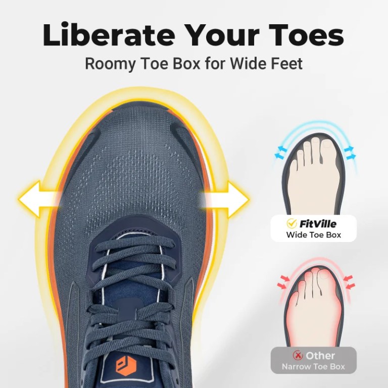 Fitville Walking Shoes For Men Wide Design Sneakers Cushioned Tennis Running Shoe With Arch Support For Plantar Fasciitis Relief 2