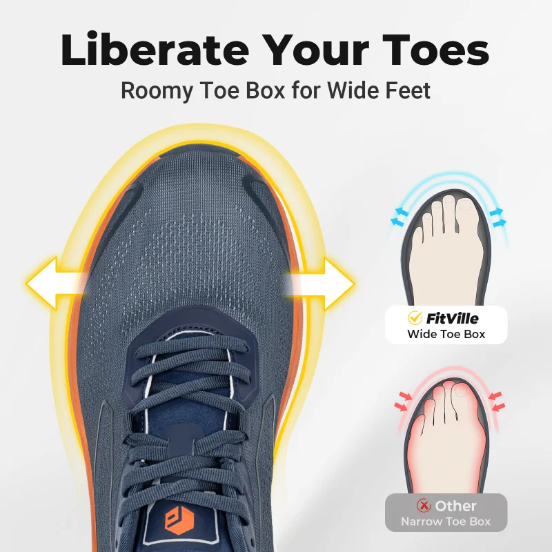 Fitville Walking Shoes For Men Wide Design Sneakers Cushioned Tennis Running Shoe With Arch Support For Plantar Fasciitis Relief 2