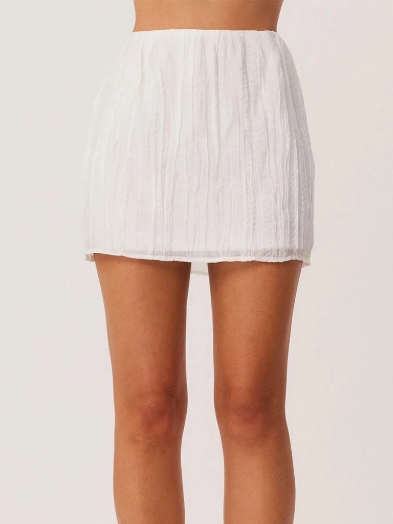 bornlads 2026 spring summer new shirt skirt set ruffled texture sheer shirt mini skirt vacation lazy style two piece outfit Bornlads 2026 Spring Summer New Shirt Skirt Set Ruffled Texture Sheer Shirt Mini Skirt Vacation Lazy Style Two Piece Outfit 5