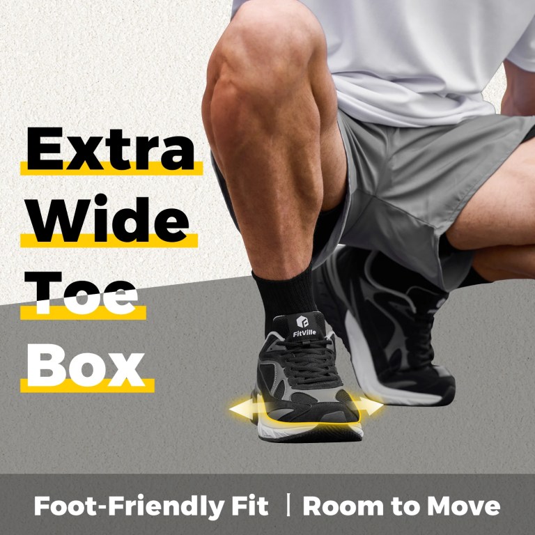 Fitville Extra Wide Walking Shoes for Men Wide Cushioned Sports Shoes For Swollen Feet Flat Feet Arch Fit Relieve Heel Pain 2