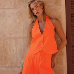 Bornladies 2026 Summer New Women's Halter Vest Shorts Set Solid Color Minimalist Sleeveless Top Shorts Two Piece Outfit 5