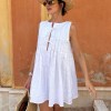 Bornlads Women's 2026 Summer New Pleated Tank Dress Fresh Relaxed Style Pleat Mini Short Dress 2