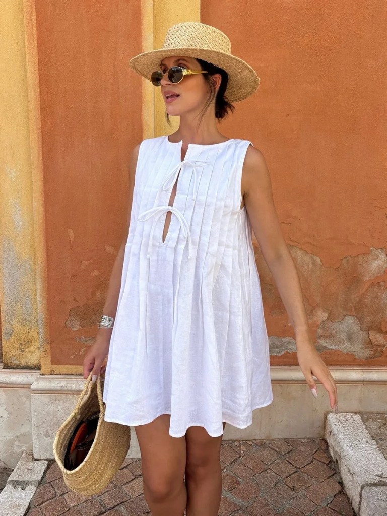 bornlads women's 2026 summer new pleated tank dress fresh relaxed style pleat mini short dress Bornlads Women's 2026 Summer New Pleated Tank Dress Fresh Relaxed Style Pleat Mini Short Dress 2