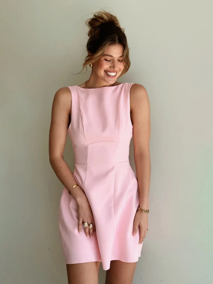 Bornladies Summer New Sleeveless Blazer Dress Women's Chic Sophisticated Open Back Fitted Cami Inner Shorts Mini Dress