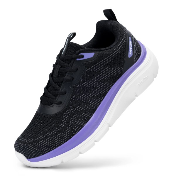 FitVille Women's Shoes Wide Width Walking Casual Shoes Thick Sole Lightweight Sneakers for Swollen Feet Relieve Toe Pain