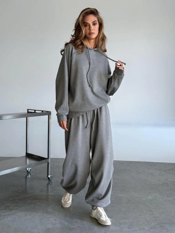 bornlads autumn winter soft hoodie set women's drop shoulder loose hoodie relaxed pullover long pants set Bornlads Autumn Winter Soft Hoodie Set Women's Drop Shoulder Loose Hoodie Relaxed Pullover Long Pants Set